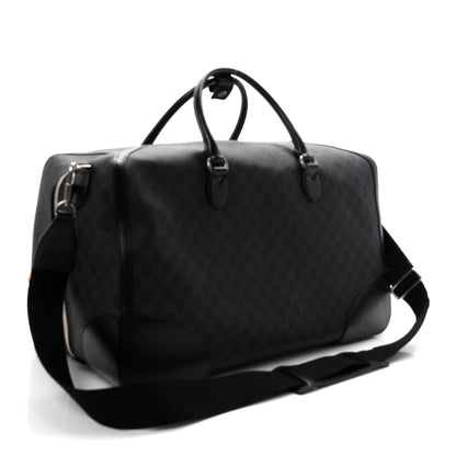 Gucci GG Supreme Monogram Azalea Calfskin Retro Interlocking G Large Duffle Bag Black Grey 2 of 8