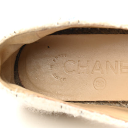 Chanel Tweed CC Espadrilles 36 Ecru White Blue Black 7 of 9