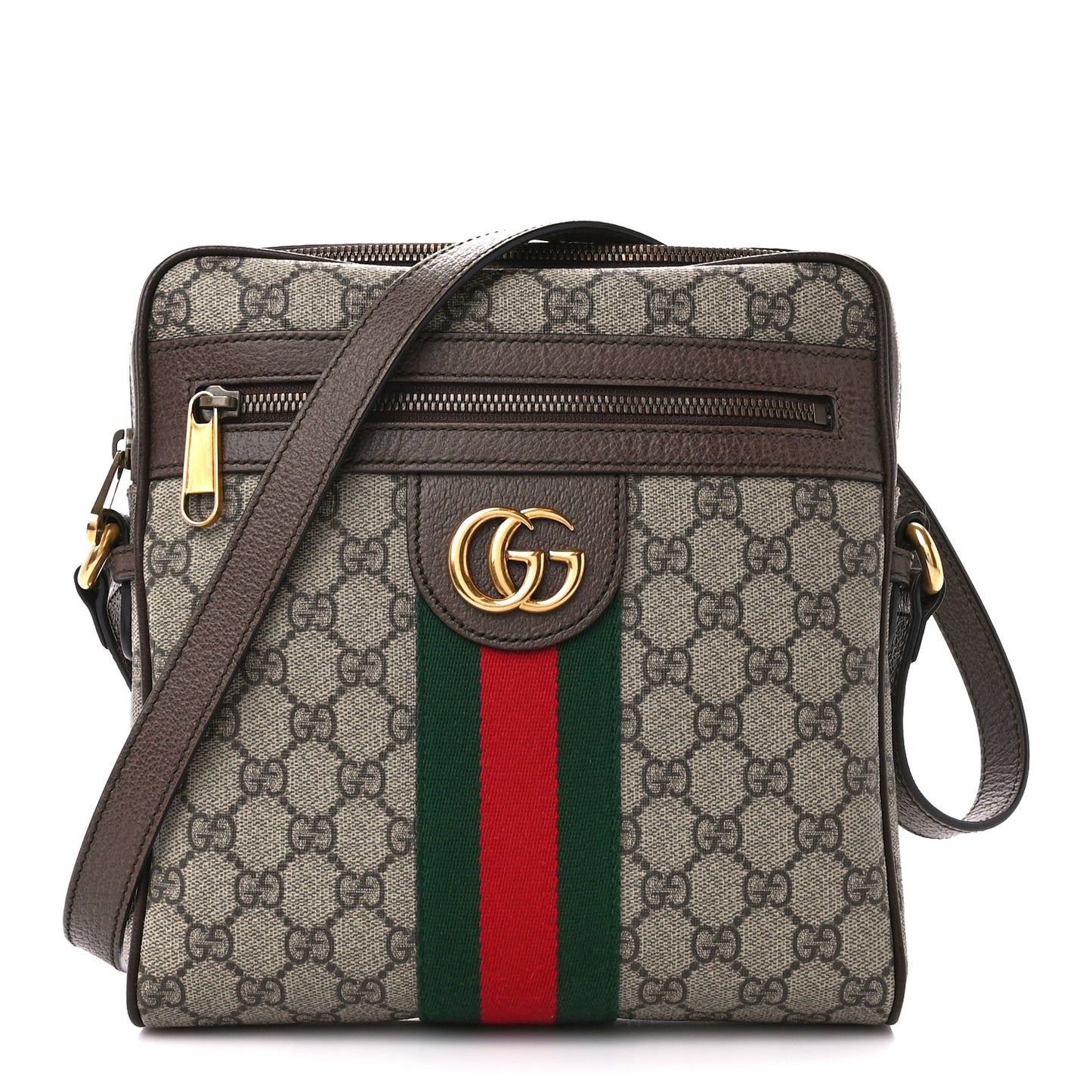GG Supreme Monogram Web Small Ophidia Messenger Bag Brown