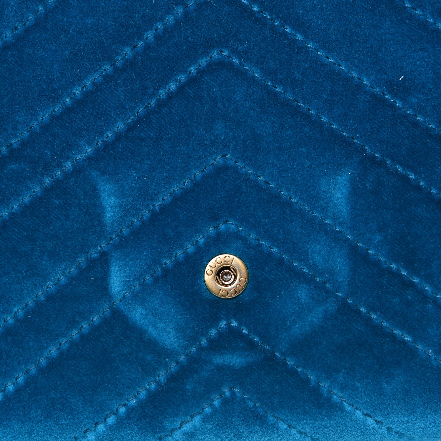 Gucci Velvet Matelasse GG Marmont Chain Wallet Pavone Cyan 10 of 10