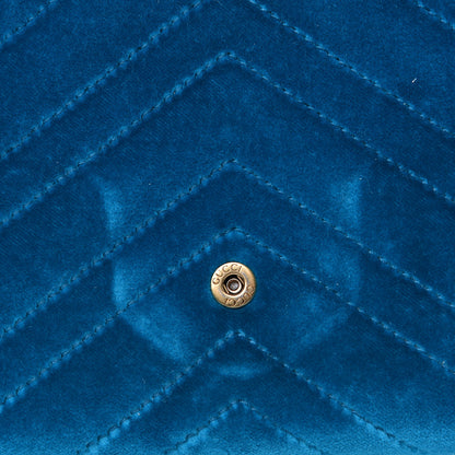 Gucci Velvet Matelasse GG Marmont Chain Wallet Pavone Cyan 10 of 10