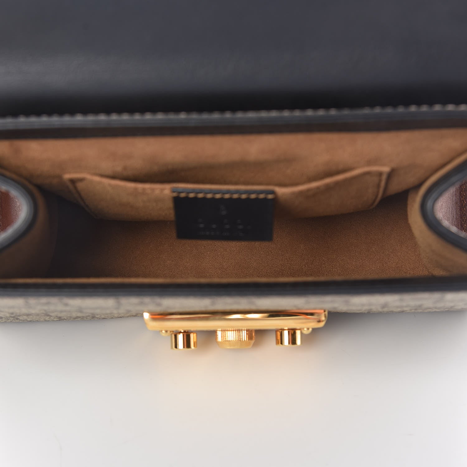 Gucci GG Supreme Monogram Calfskin Small Padlock Shoulder Bag Beige Black Cuir 5 of 12