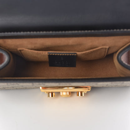 Gucci GG Supreme Monogram Calfskin Small Padlock Shoulder Bag Beige Black Cuir 5 of 12