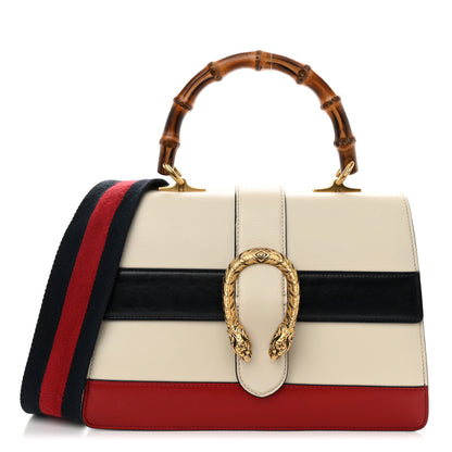 Gucci Calfskin Bamboo Web Medium Dionysus Top Handle Bag White Blue Hibiscus Red 1 of 15