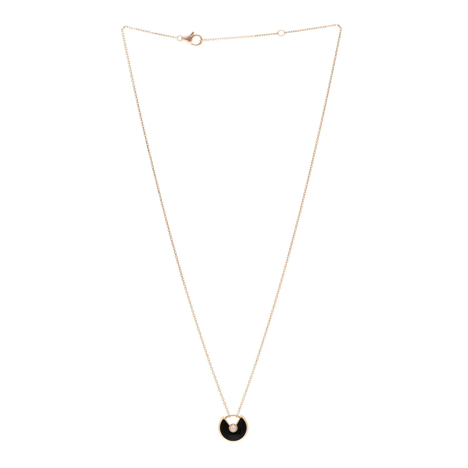 Cartier 18K Pink Gold Diamond Black Onyx XS Amulette de Cartier Pendant Necklace 3 of 5