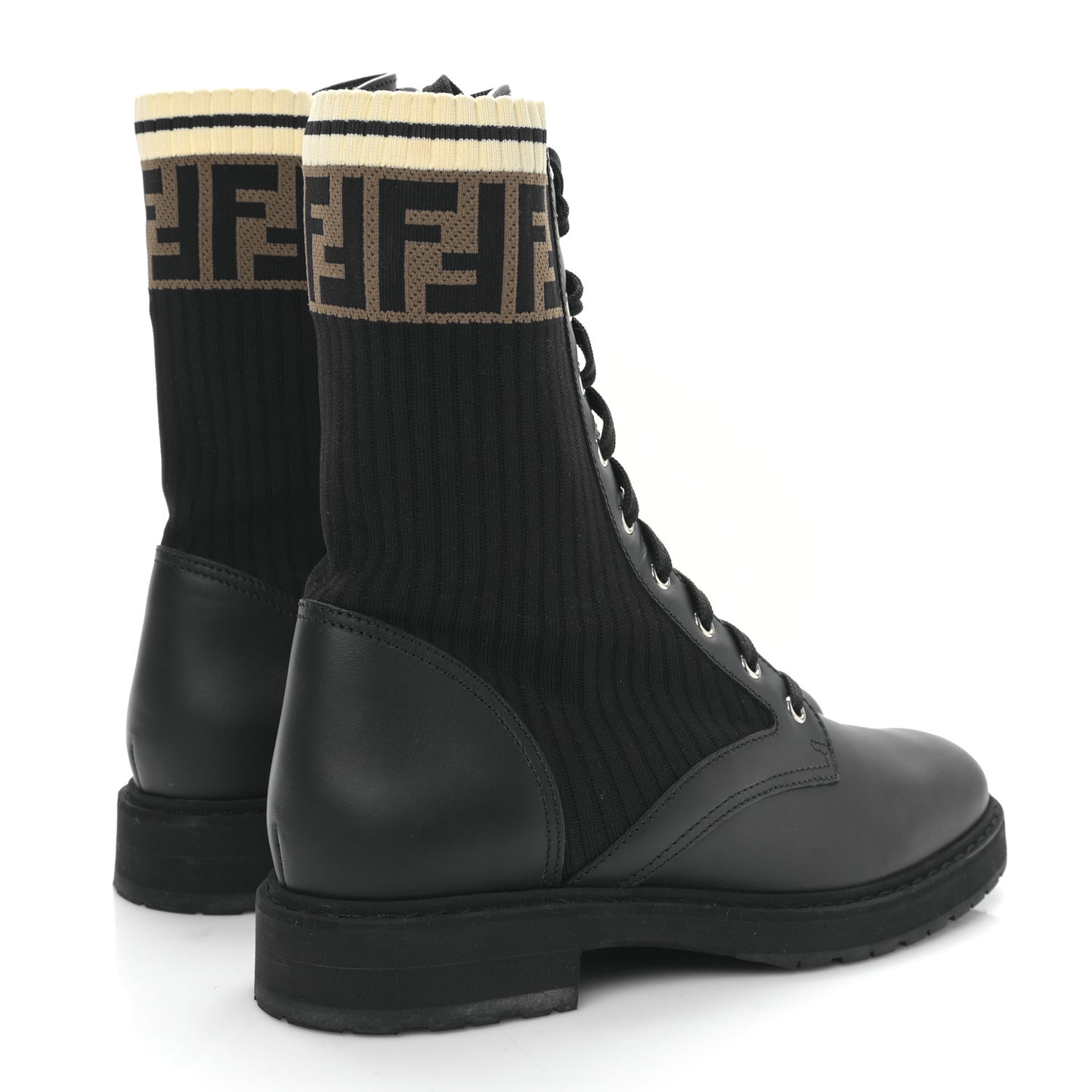 Calfskin Stretch Fabric Rockoko Biker Boots 41 Tobacco Black Marino
