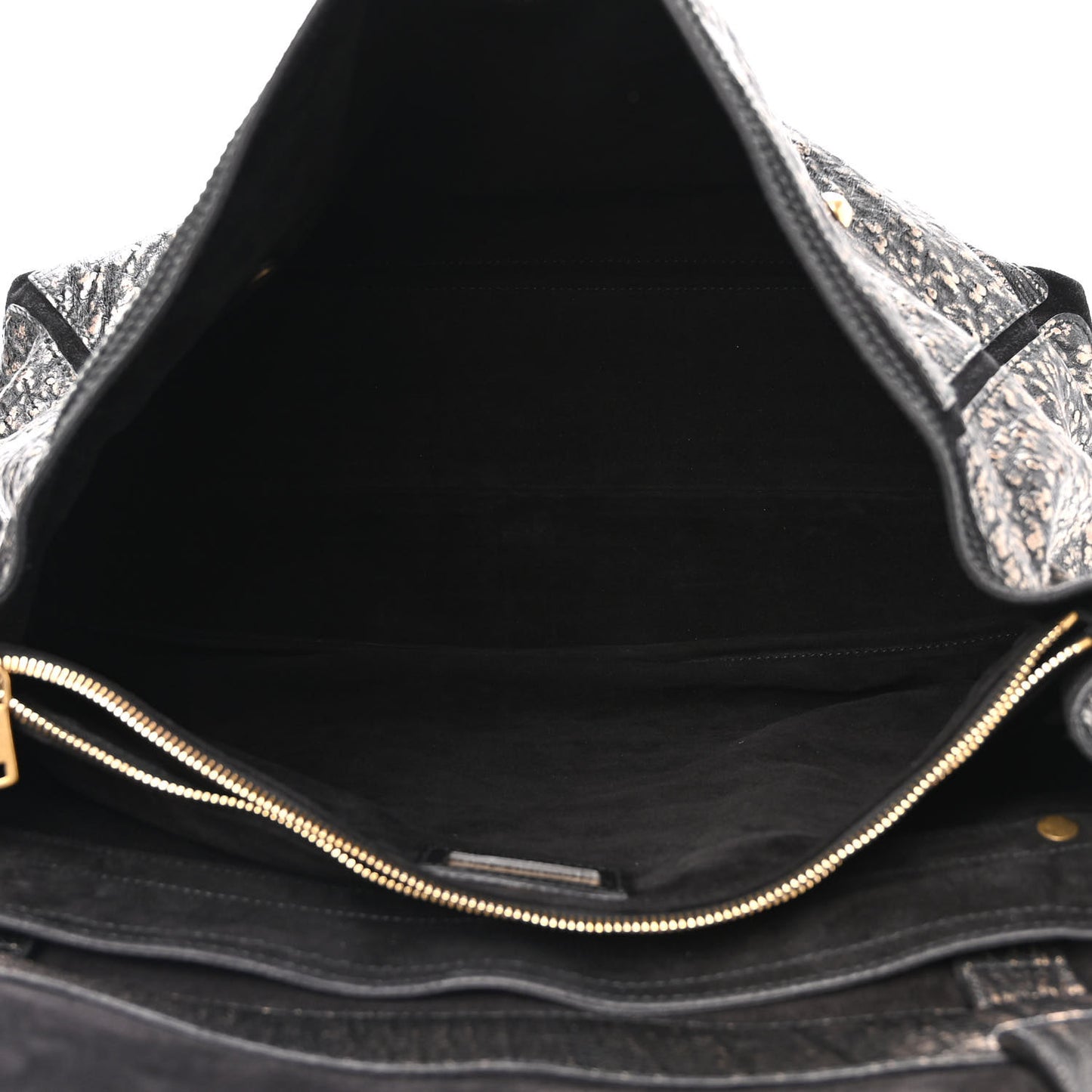 Ostrich Large Muse Two Black Gold