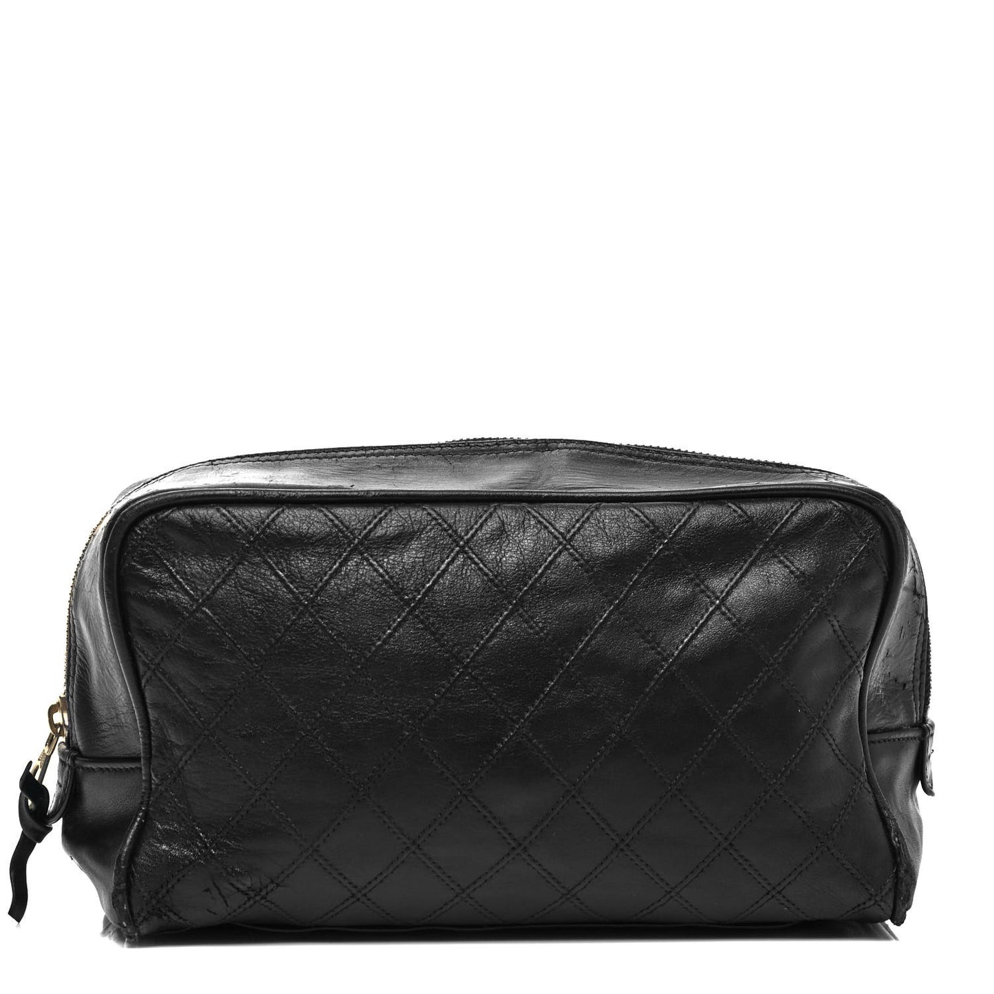 Lambskin Quilted Cosmetic Case Black