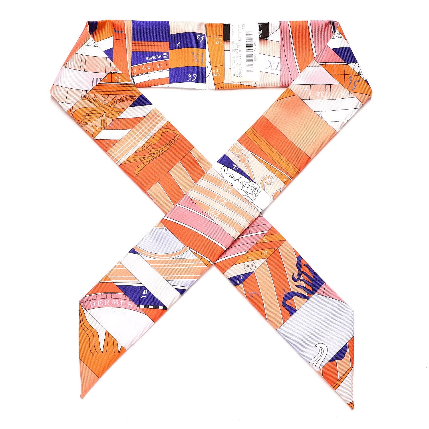 Hermes Silk Astrologie Nouvelle Twilly Corail Ultraviolet Terracotta 1 of 7