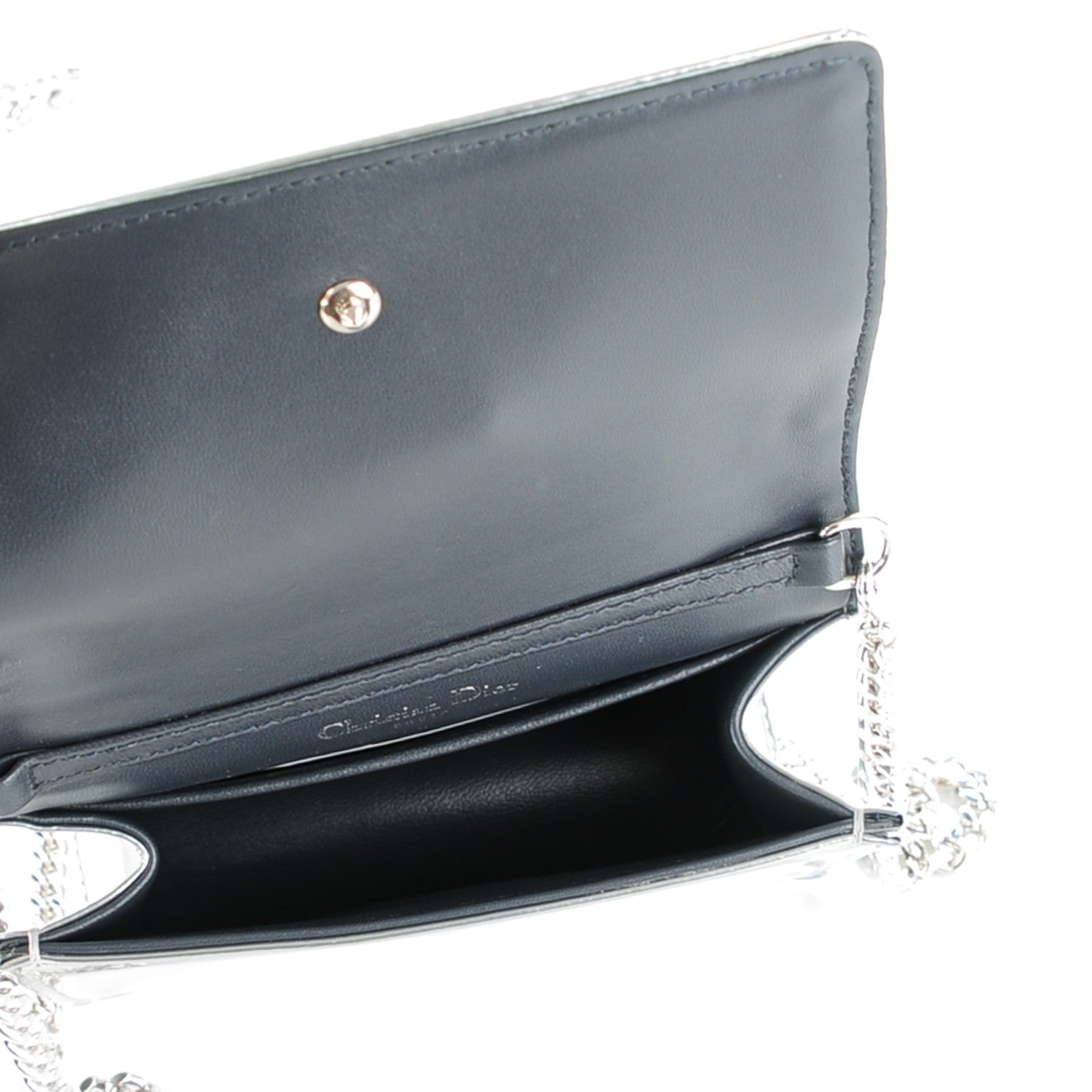 Christian Dior Metallic Patent Micro-Cannage Baby Diorama Flap Bag Silver 5 of 7