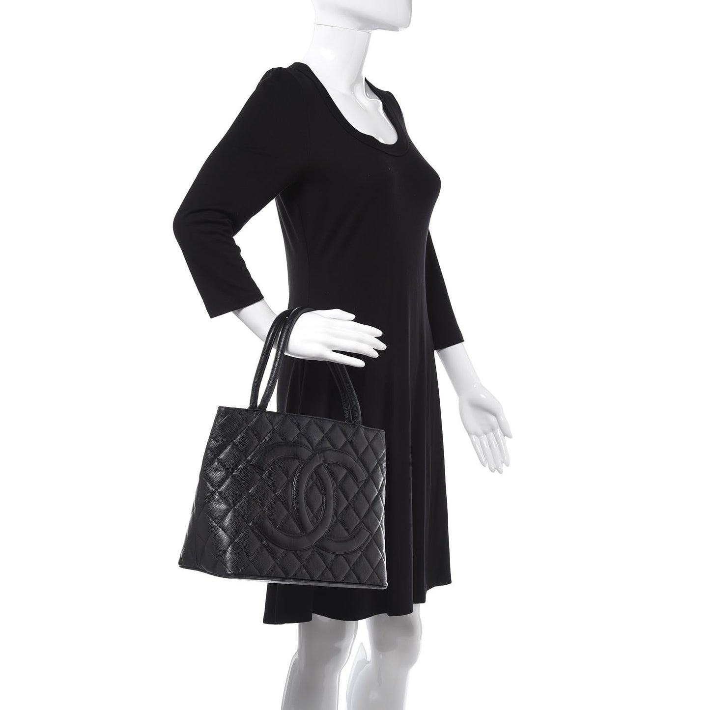 Caviar Quilted Medallion Tote Black
