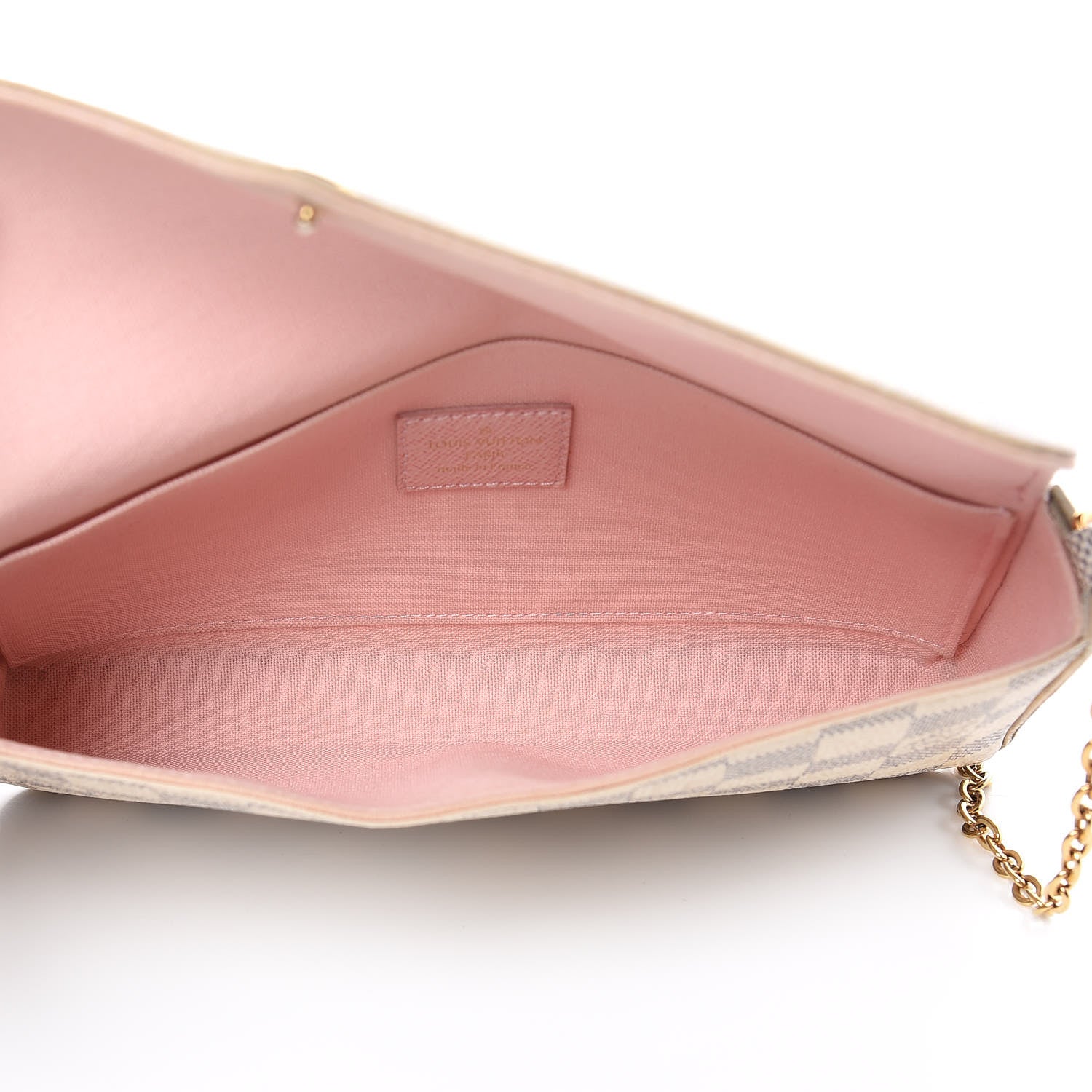 Louis Vuitton Damier Azur Pochette Felicie Chain Wallet Rose Ballerine 5 of 16