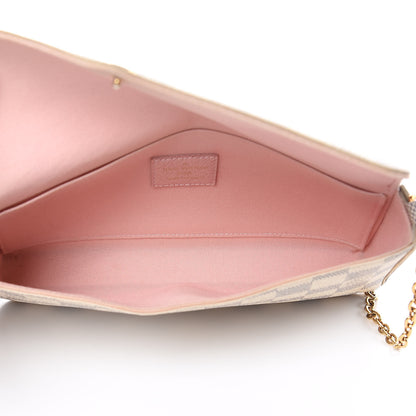 Louis Vuitton Damier Azur Pochette Felicie Chain Wallet Rose Ballerine 5 of 16