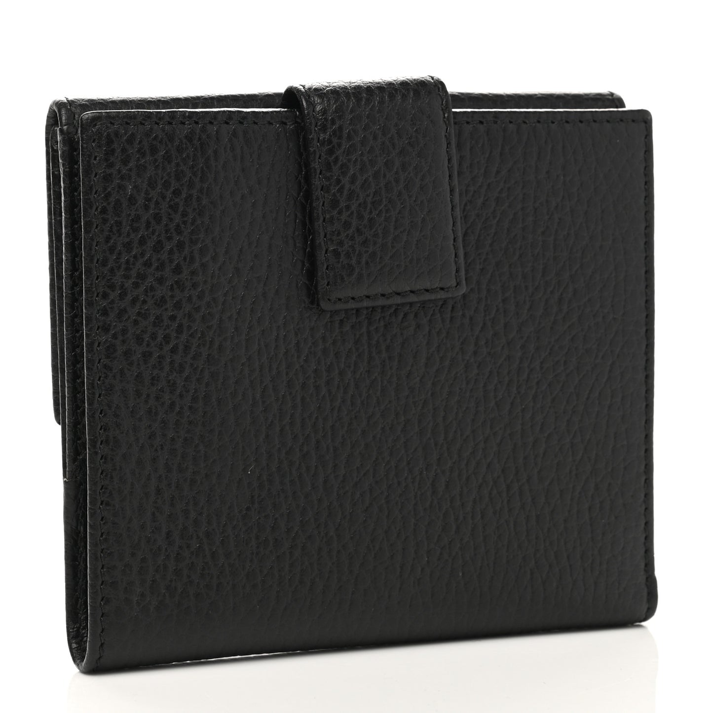 Dollar Calfskin Double G French Flap Wallet Black