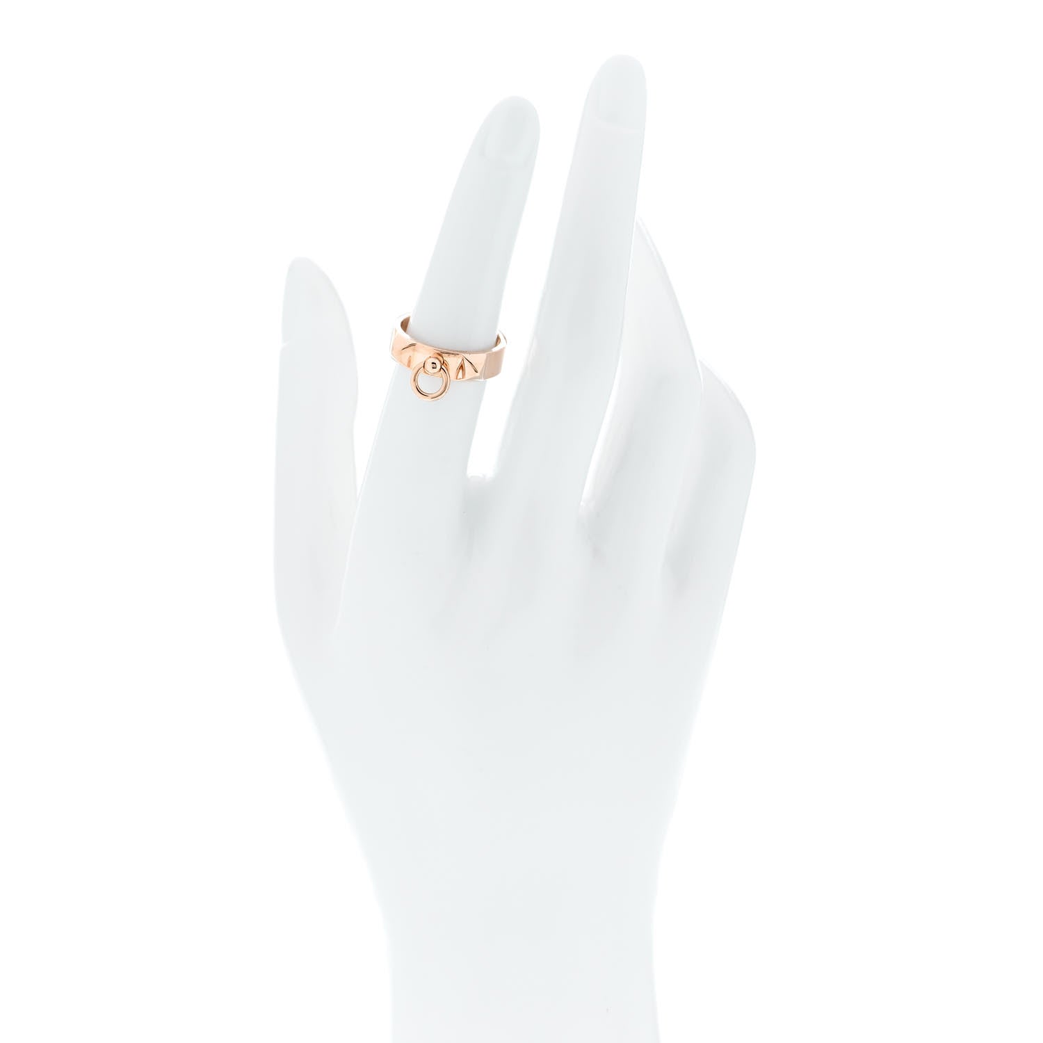 Hermes 18K Rose Gold PM Collier De Chien Ring 52 6 2 of 5