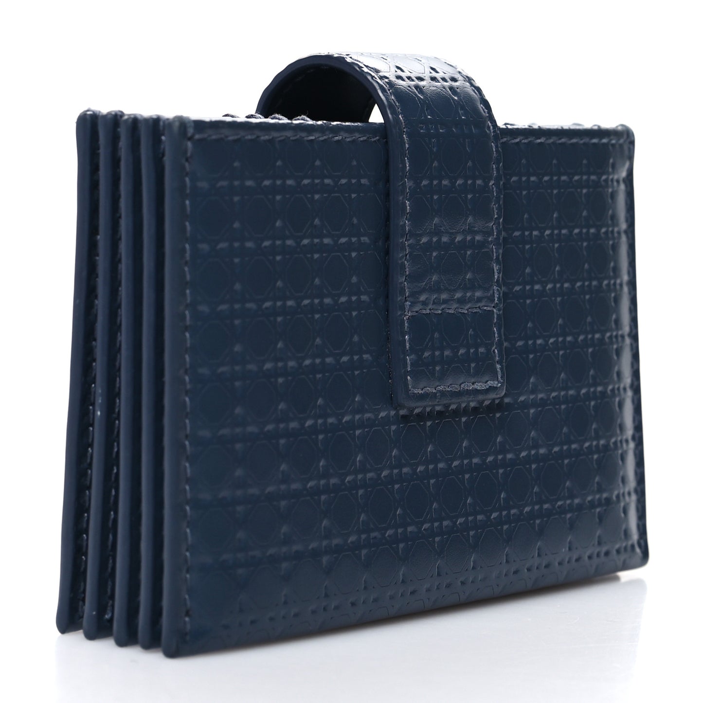 Patent Micro-Cannage Montaigne Gusseted Card Holder Blue