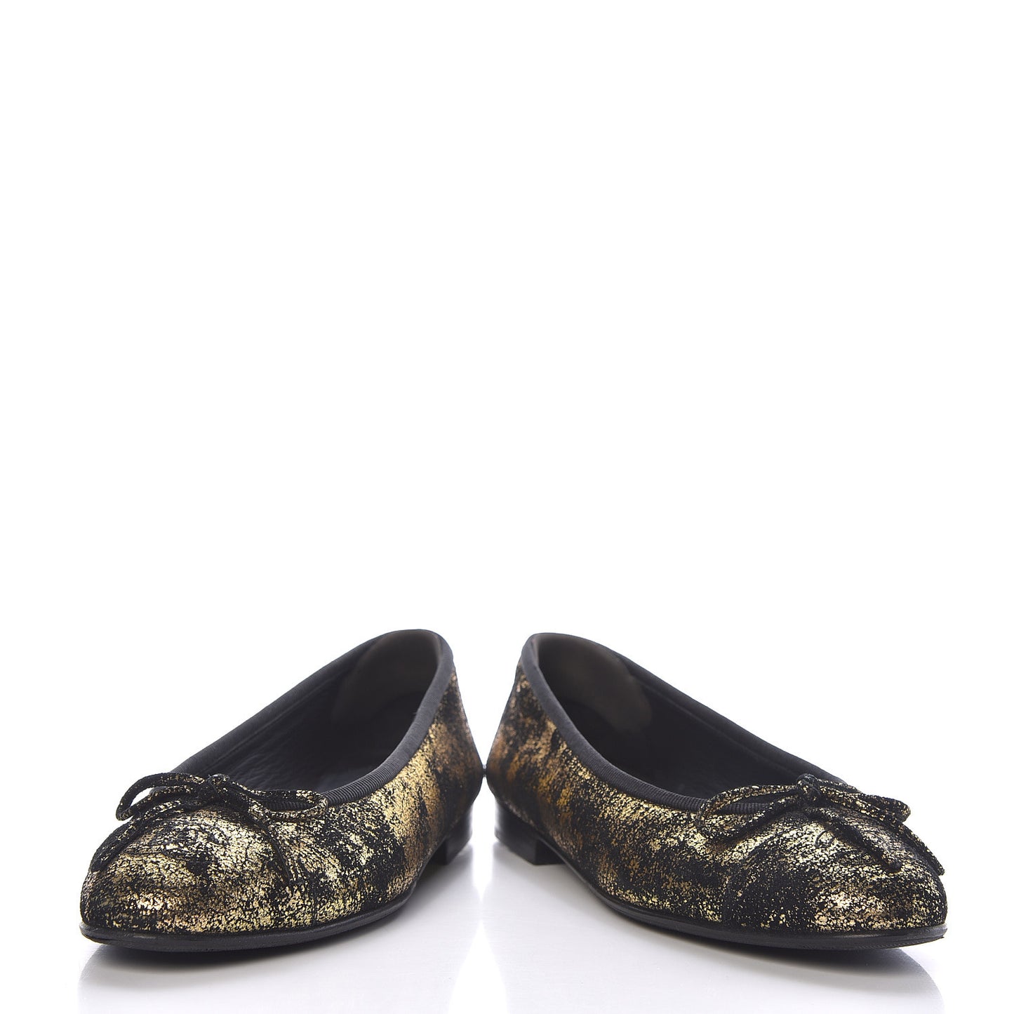 Laminated Suede Goatskin Cap Toe CC Ballerina Flats 35 Bronze