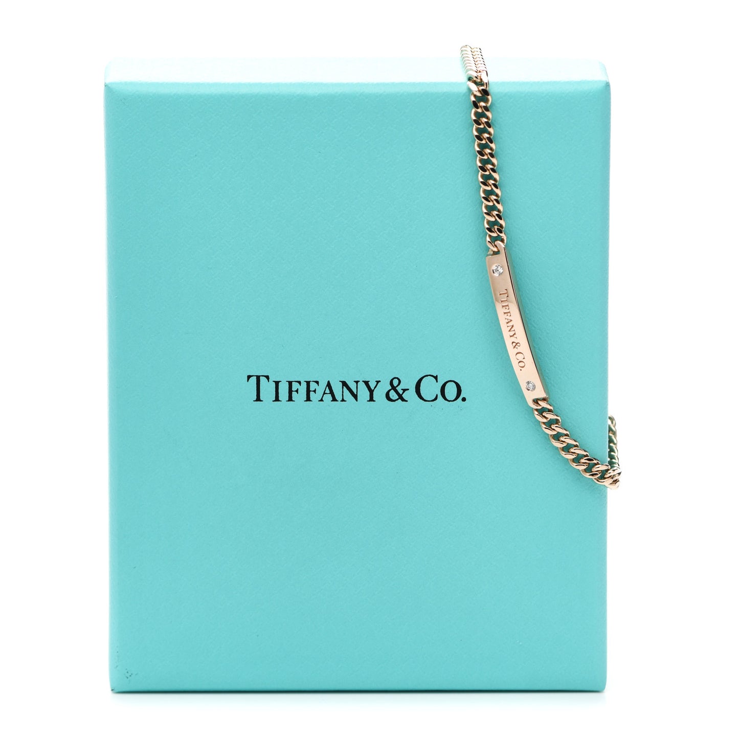 18K Rose Gold Diamond Micro Link ID Chain Bracelet
