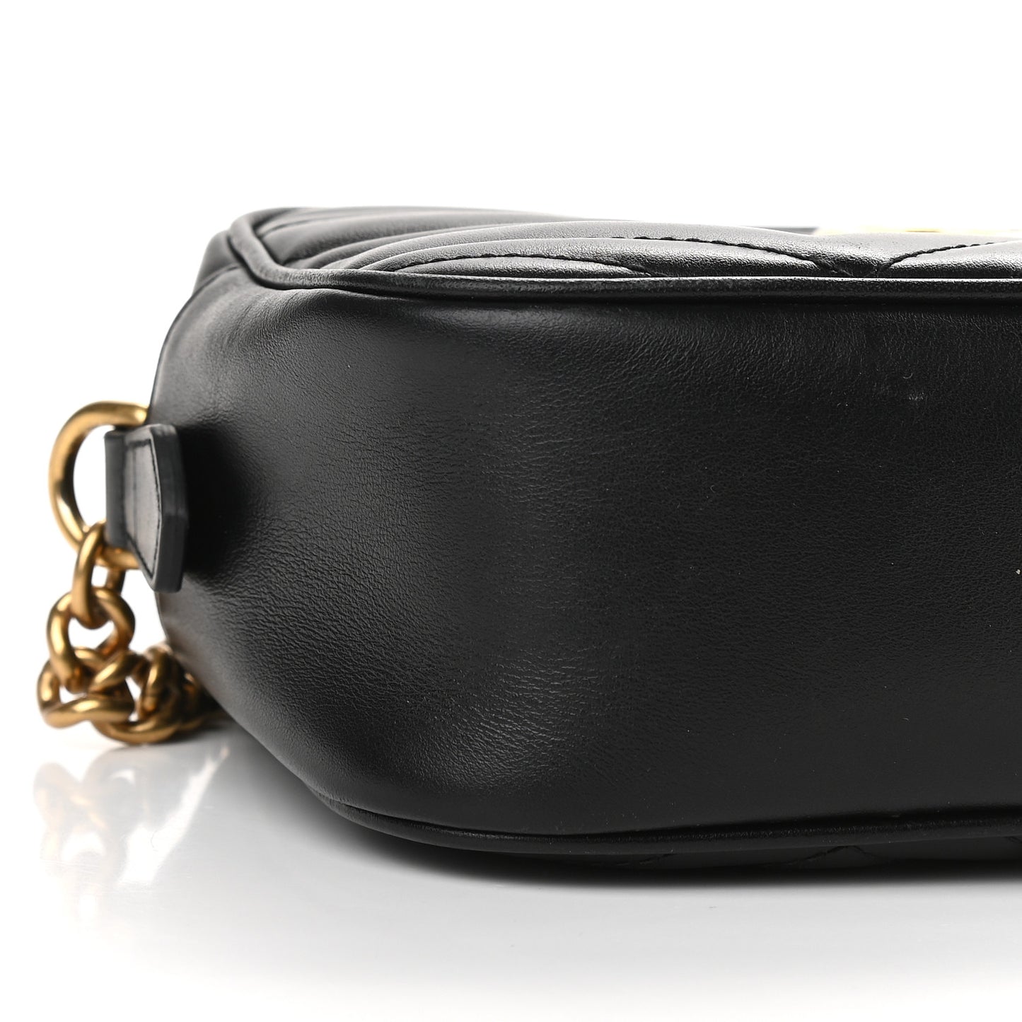 Calfskin Matelasse Small GG Marmont Chain Shoulder Bag Black