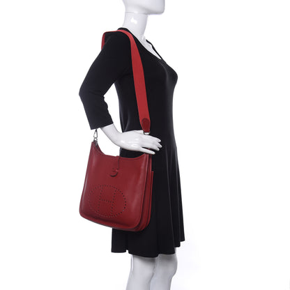 Hermes Taurillon Clemence Evelyne II PM Rouge Garance 2 of 10