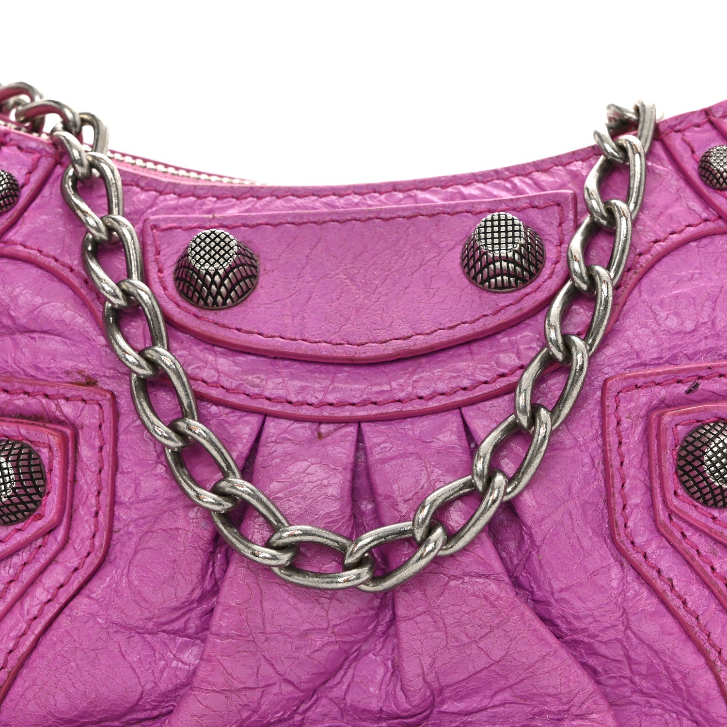 Balenciaga Agneau Arena Le Cagole Mini Purse With Chain Lipstick
