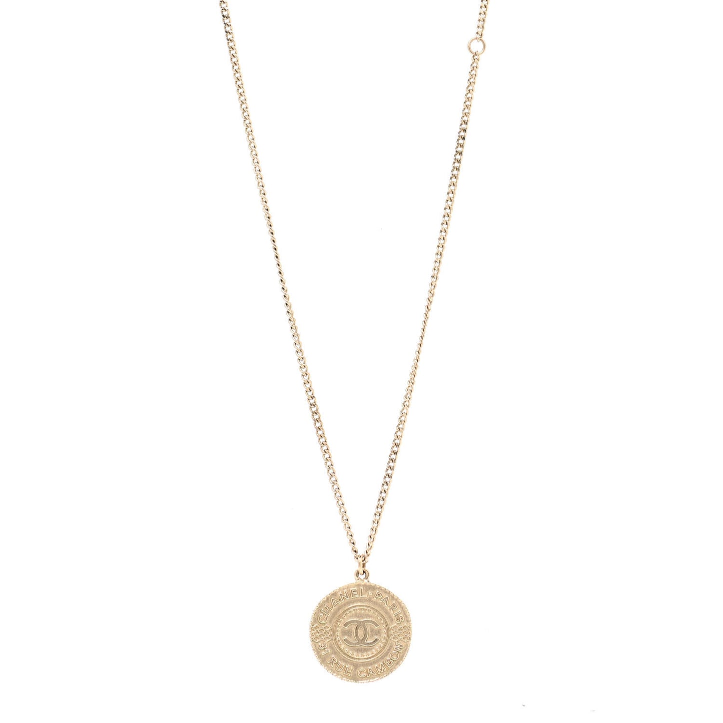 Medallion CC Rue Cambon Chain Necklace Gold