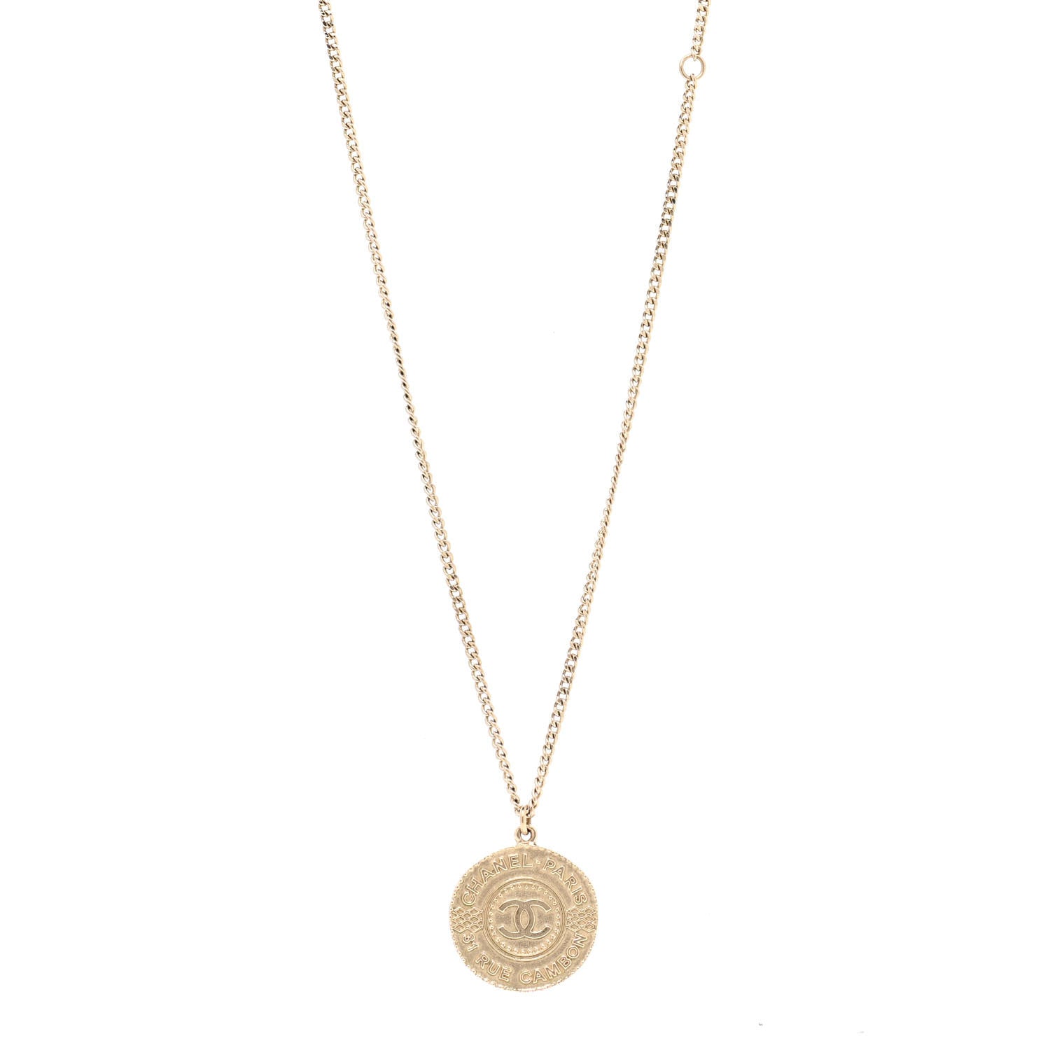 Chanel Medallion CC Rue Cambon Chain Necklace Gold 1 of 7