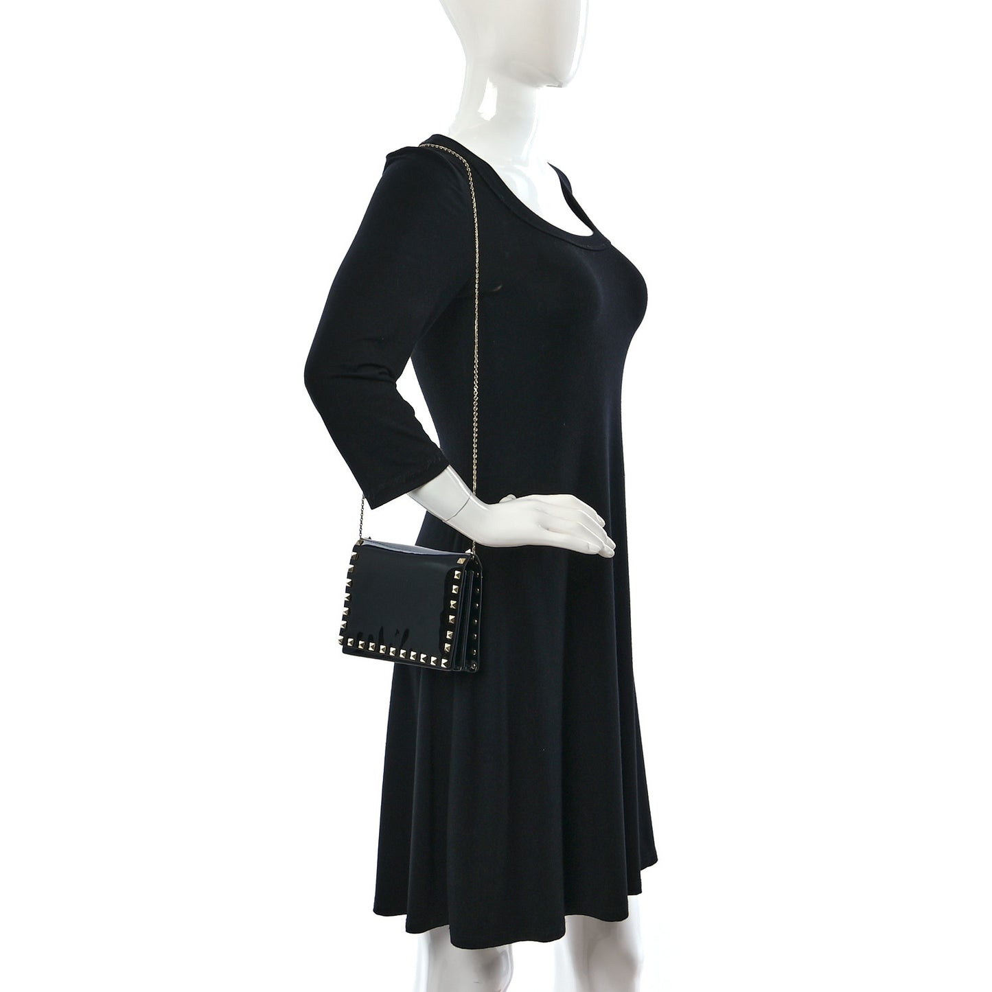 Patent Rockstud Wallet On Chain Black