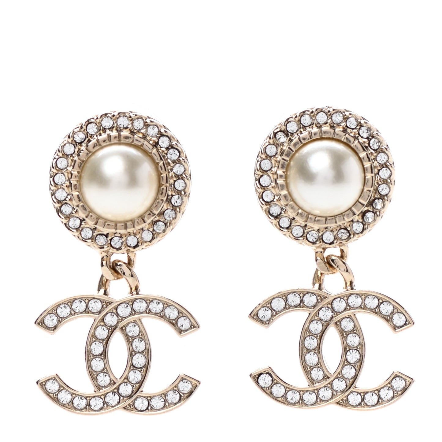 Crystal Pearl Bow-tiful CC Drop Earrings Gold