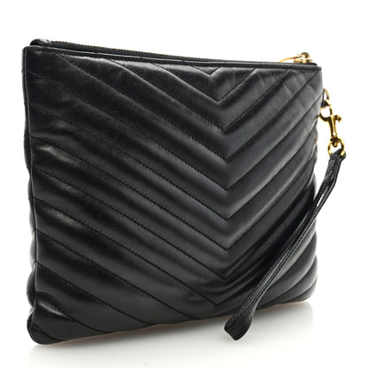 Saint Laurent Calfskin Matelasse Chevron Monogram A5 Wristlet Black 3 of 6