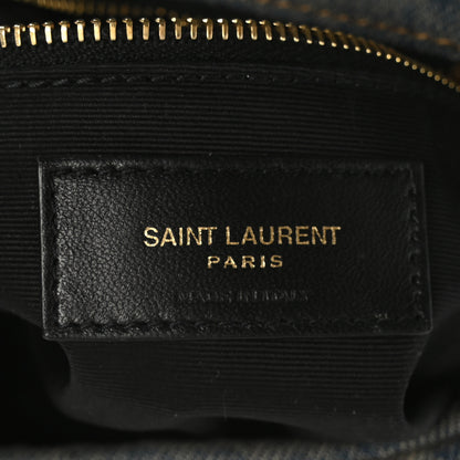 Saint Laurent Denim Quilted Toy Loulou Puffer Monogram Chain Satchel Blue Cinnamon 6 of 10