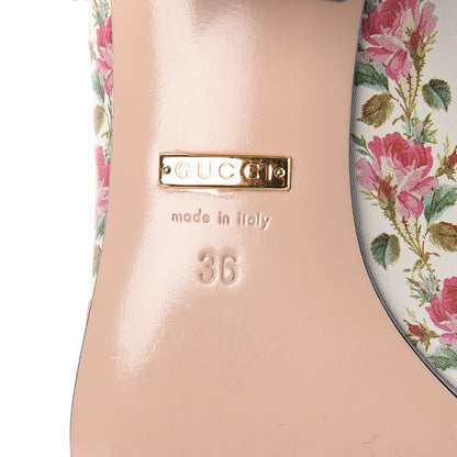 Gucci Calfskin Rose Print GG Marmont Fringe 50mm Loafer Pumps 36 Multicolor 6 of 9