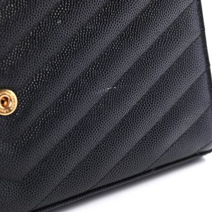 Saint Laurent Grain De Poudre Matelasse Chevron Monogram Chain Wallet Black 10 of 10