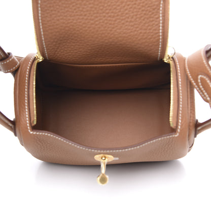 Hermes Taurillon Clemence Mini Lindy 20 Gold 5 of 9