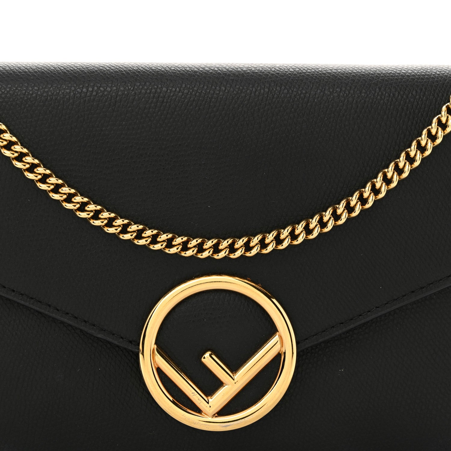 Fendi Vitello Cruise F is Fendi Medium Envelope Wallet on Chain Black 9 of 14