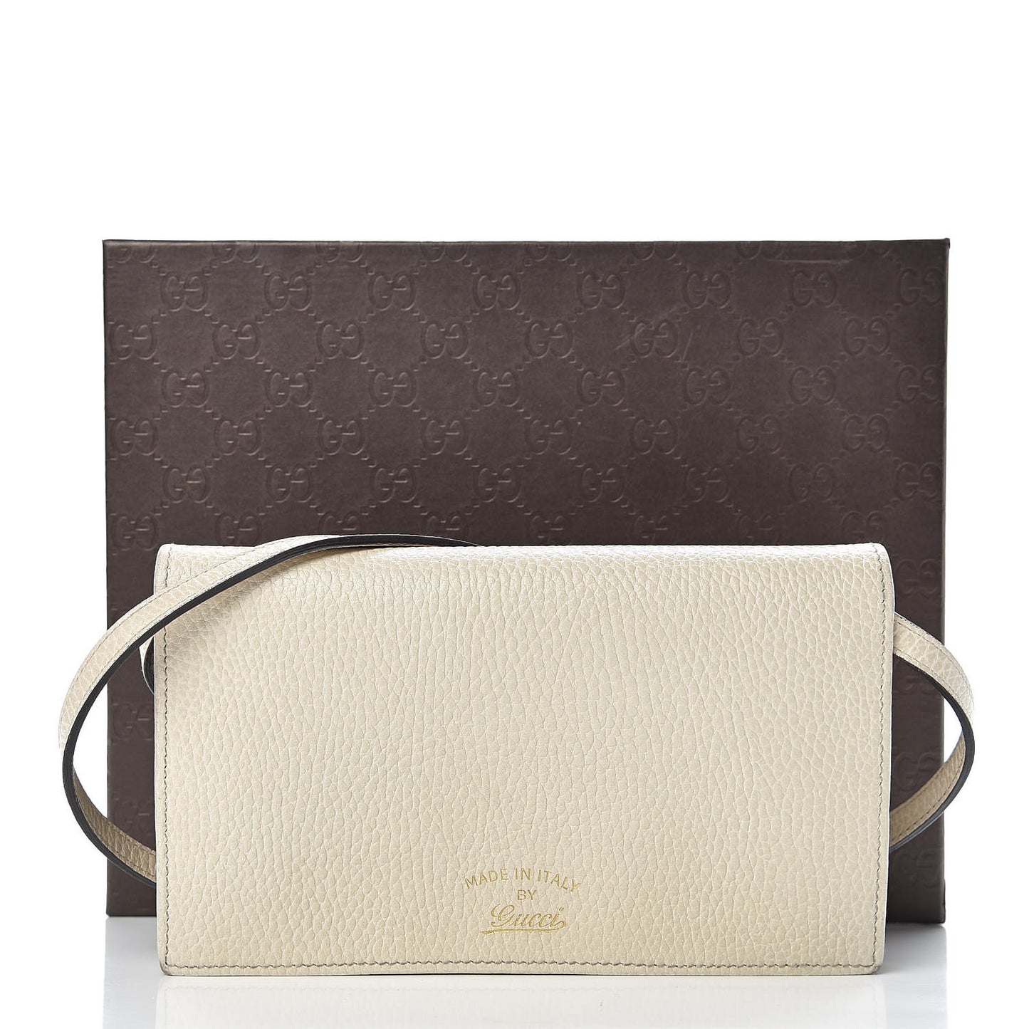 Dollar Calfskin Mini Swing Wallet Bag Mystic White