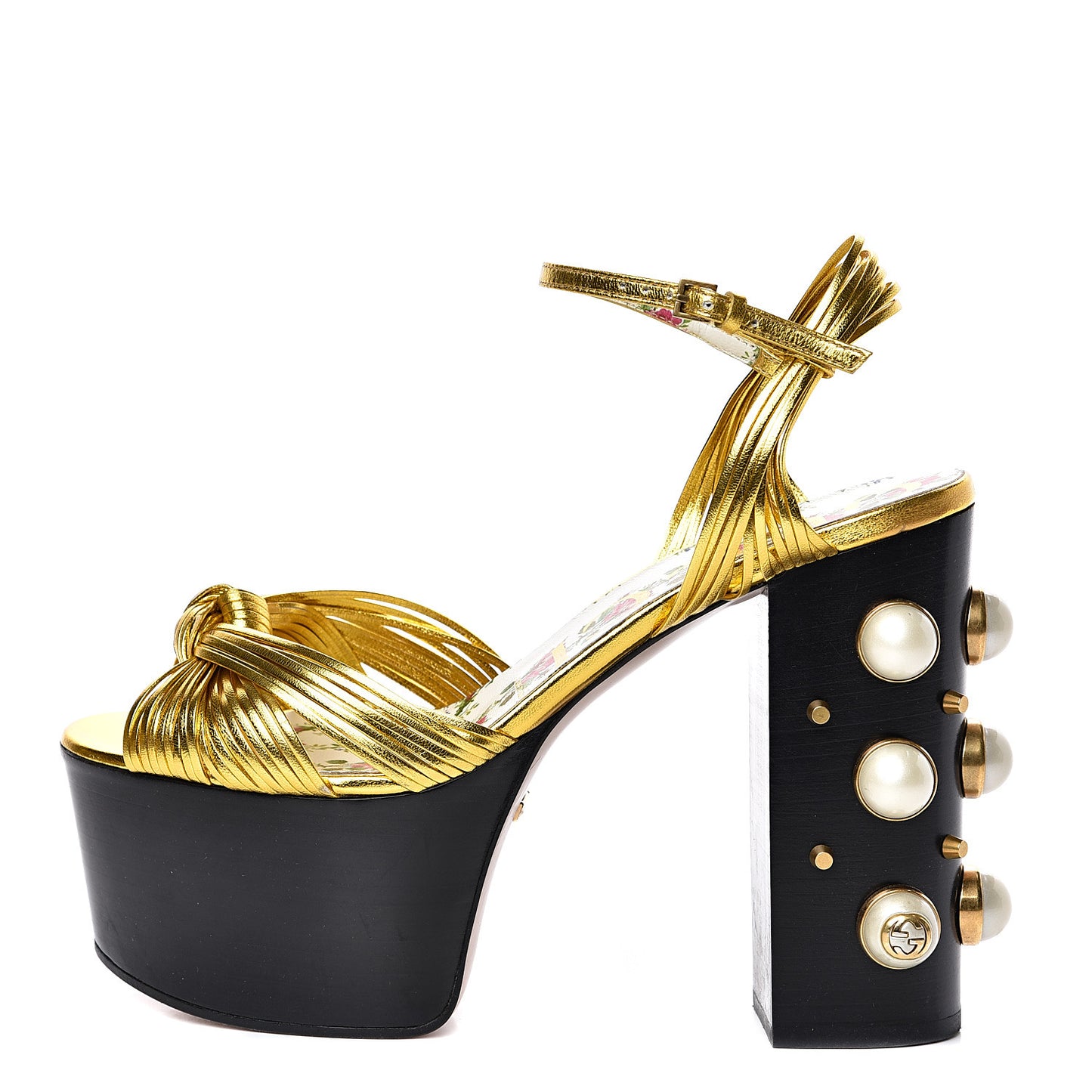 Malaga Kid Pearl Knot Platform Sandals 37 Black Gold