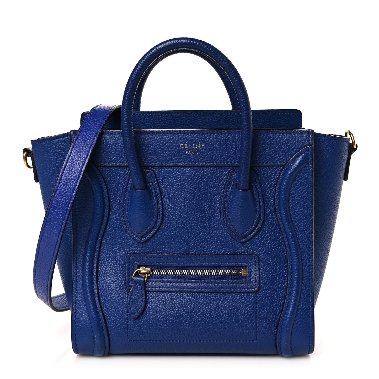Drummed Calfskin Nano Luggage Indigo