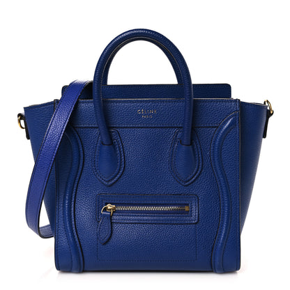Celine Drummed Calfskin Nano Luggage Indigo 1 of 8