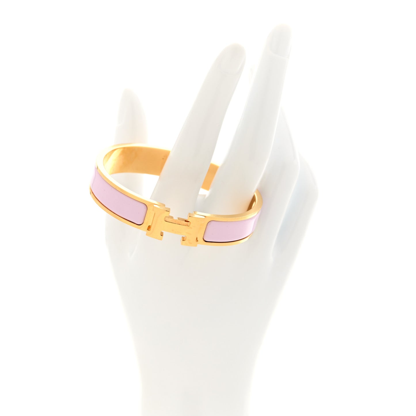 Enamel Narrow Clic Clac H Bracelet GM Rose Dragee