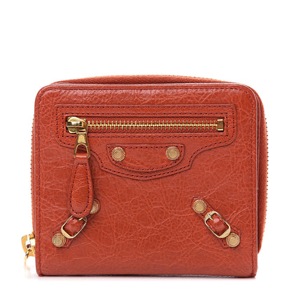 Balenciaga Agneau Giant 12 Gold Hardware Bill Fold Zip Wallet Rouge Ambre 1 of 6
