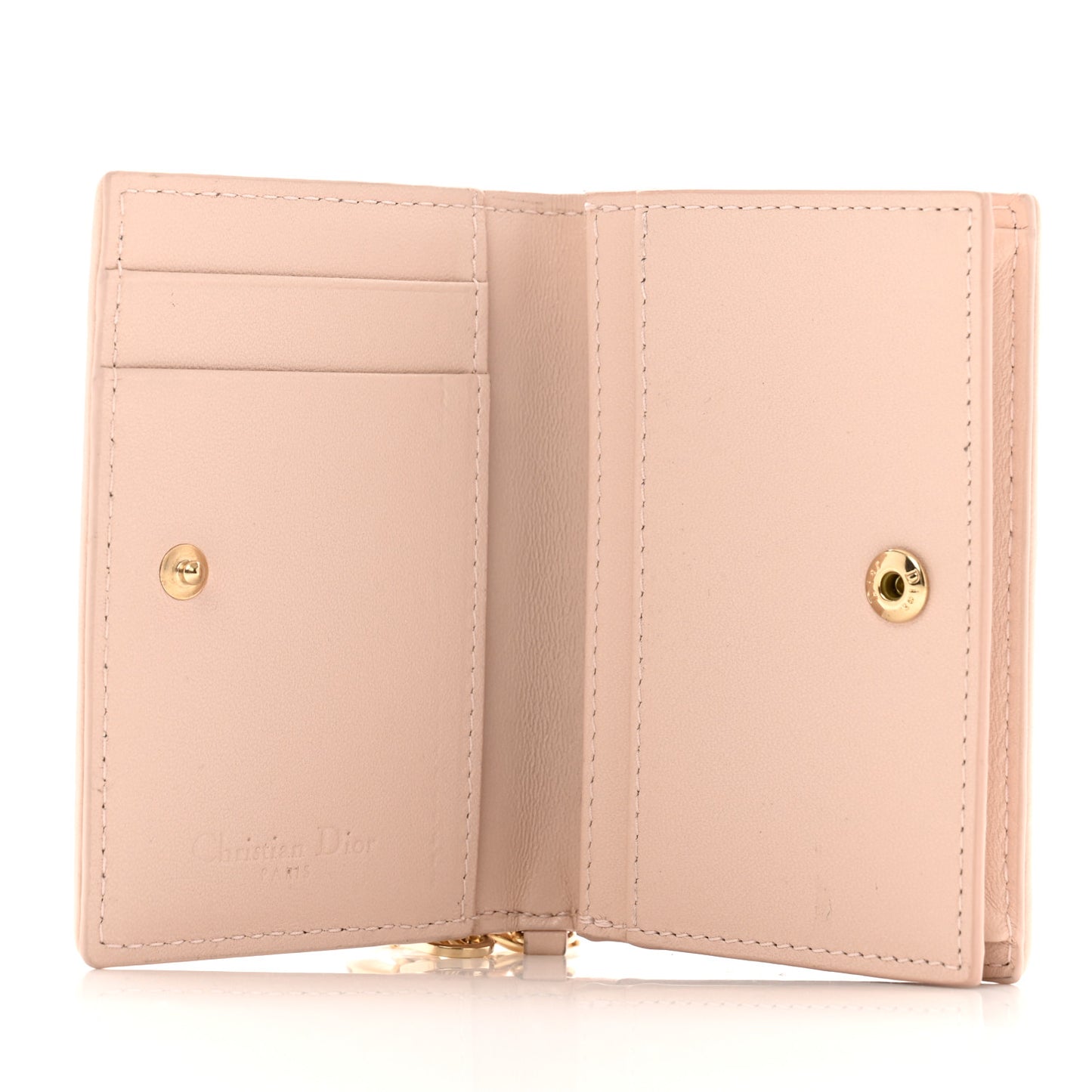Lambskin Cannage Mini Lady Dior Wallet Rose Pink