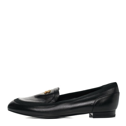 Chanel Lambskin CC Mocassin Loafers 39.5 Black 1 of 9