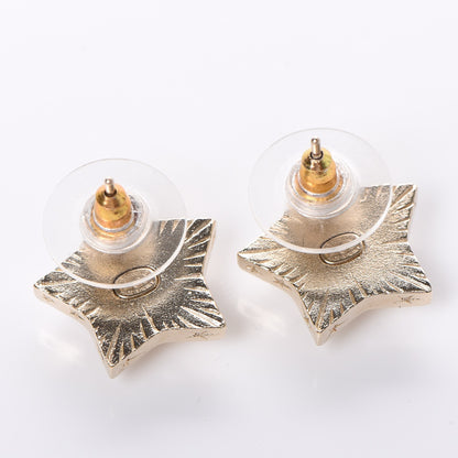 Chanel Metal Resin Star CC Earrings Silver Gold 4 of 6