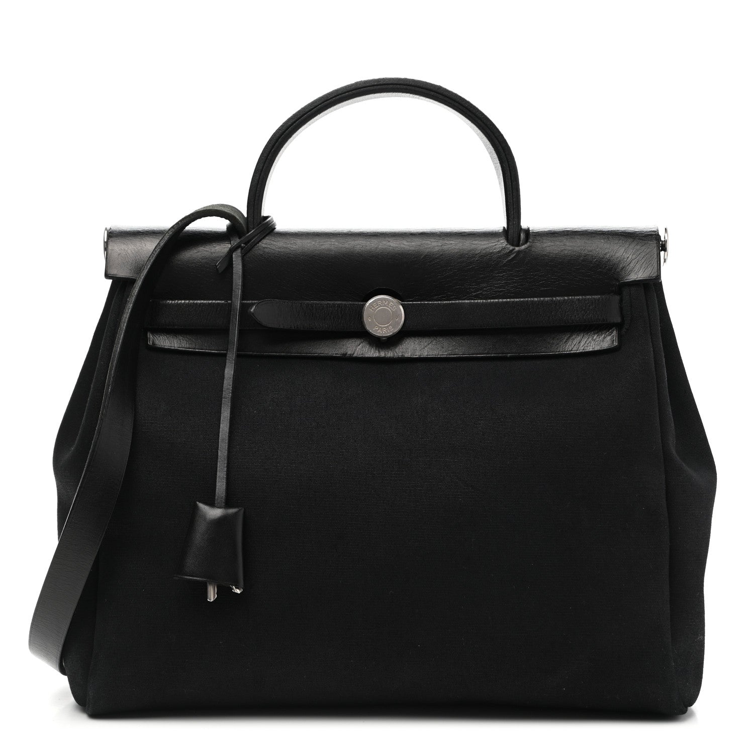 Hermes Toile Vache Calfskin Herbag 30 PM Black 1 of 15