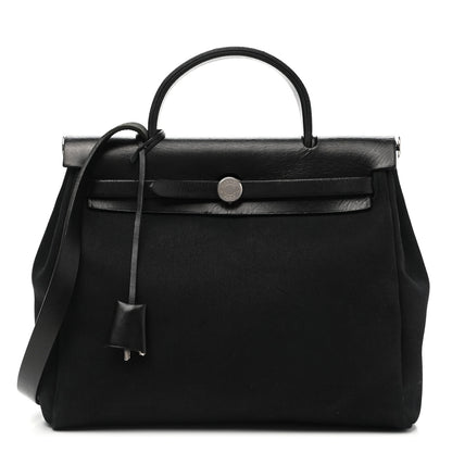 Hermes Toile Vache Calfskin Herbag 30 PM Black 1 of 15