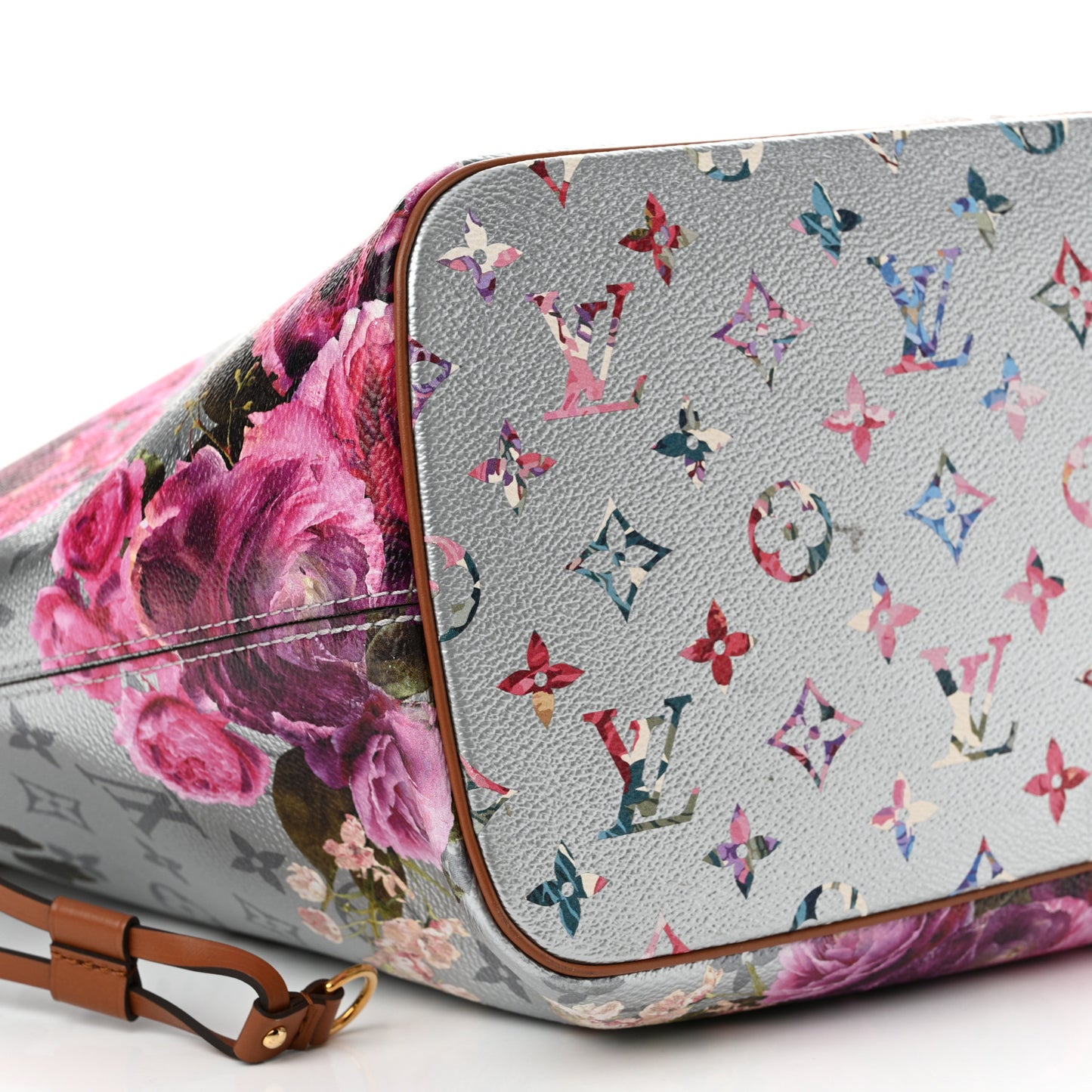 Metallic Monogram LV Garden Neverfull MM Silver