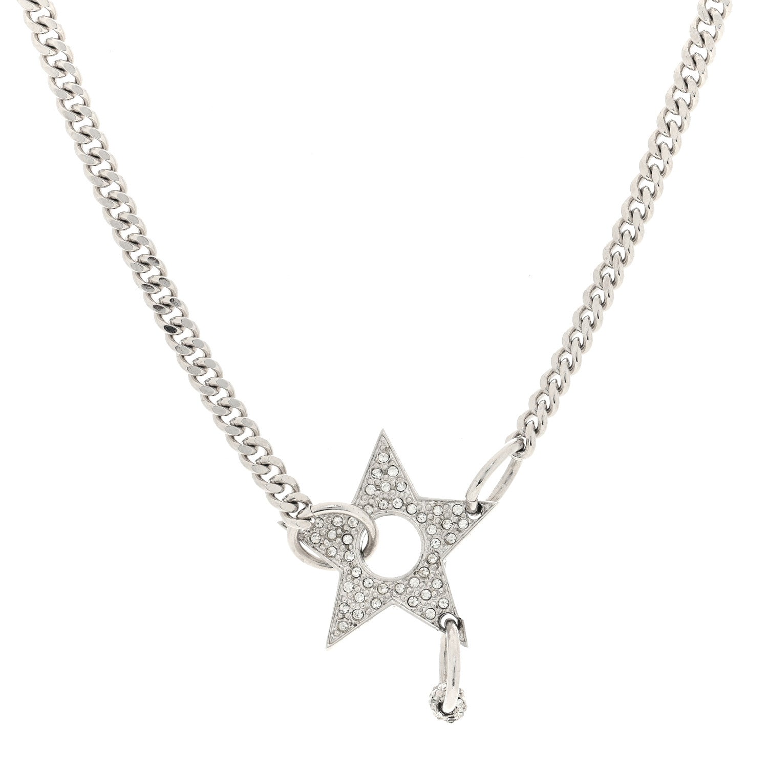 Christian Dior Crystal Star Choker Necklace Silver 1548987