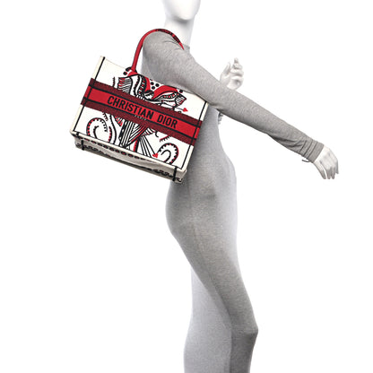 Christian Dior Canvas Embroidered Medium Cupidon Book Tote Latte Multicolor 2 of 10