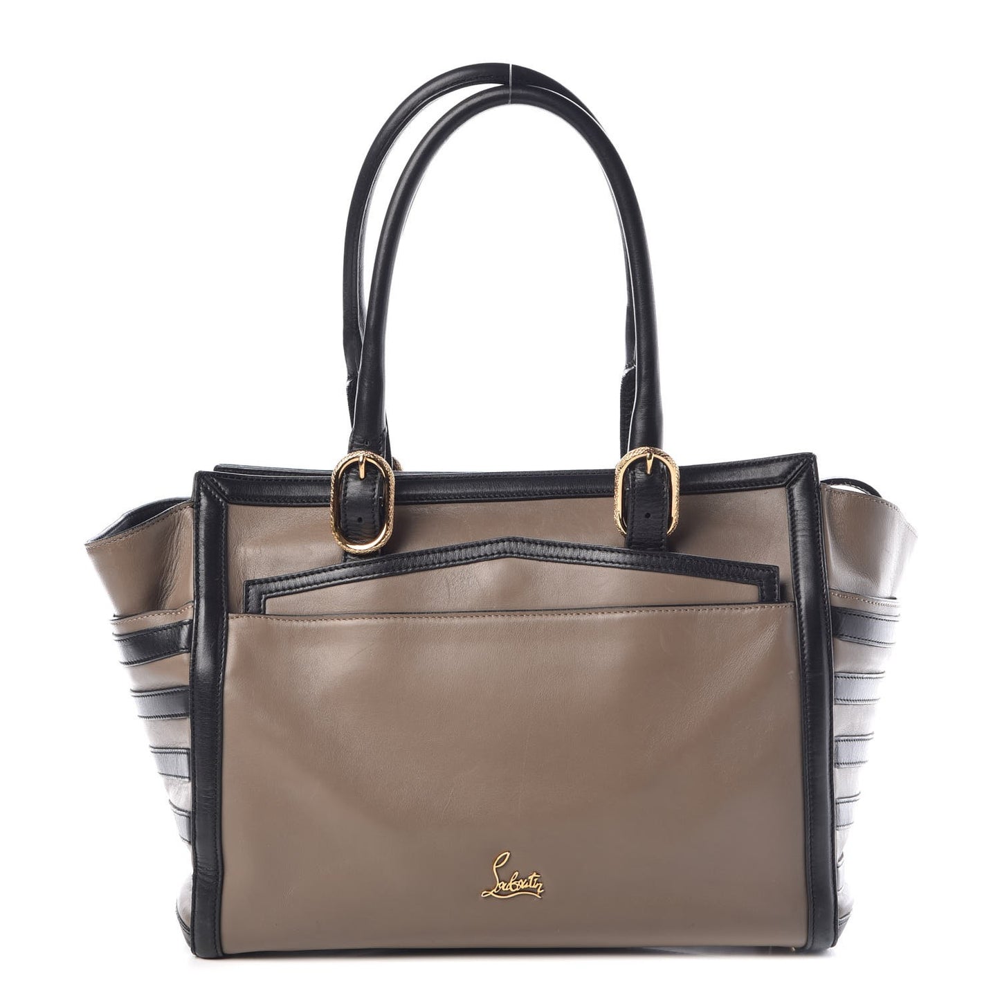 Calfskin Farida Bowler Bag Taupe Black